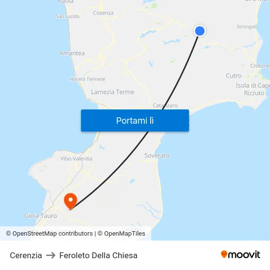 Cerenzia to Feroleto Della Chiesa map