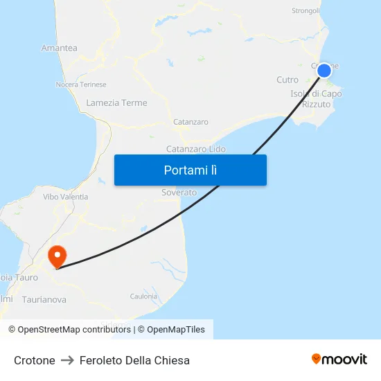 Crotone to Feroleto Della Chiesa map
