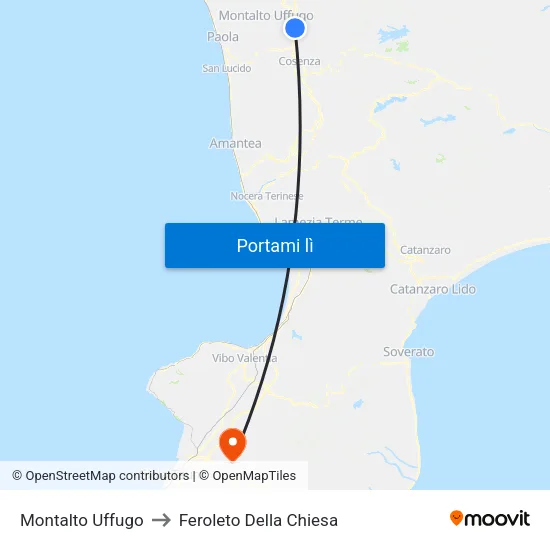 Montalto Uffugo to Feroleto Della Chiesa map