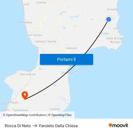 Rocca Di Neto to Feroleto Della Chiesa map