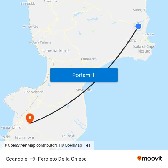 Scandale to Feroleto Della Chiesa map