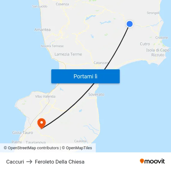 Caccuri to Feroleto Della Chiesa map