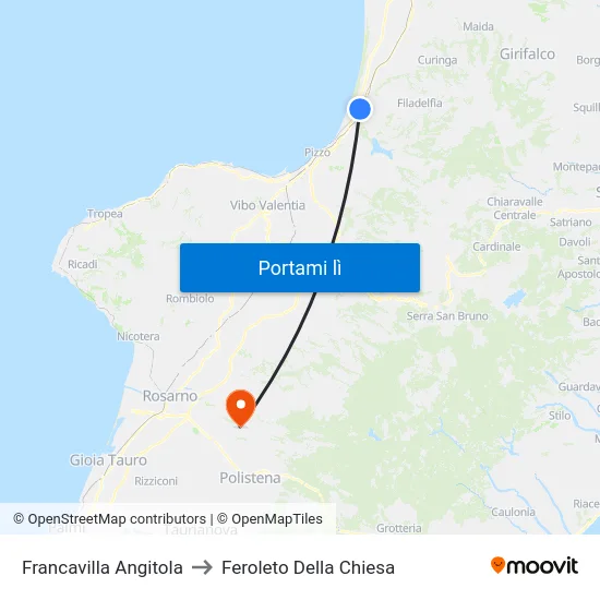 Francavilla Angitola to Feroleto Della Chiesa map