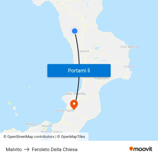 Malvito to Feroleto Della Chiesa map