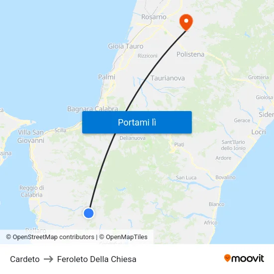 Cardeto to Feroleto Della Chiesa map