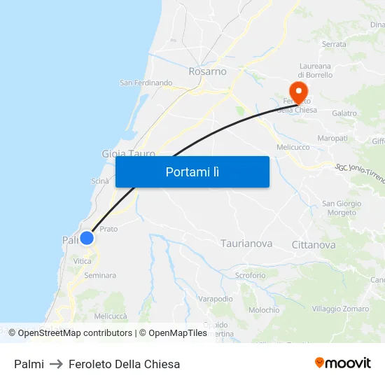 Palmi to Feroleto Della Chiesa map