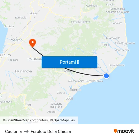 Caulonia to Feroleto Della Chiesa map