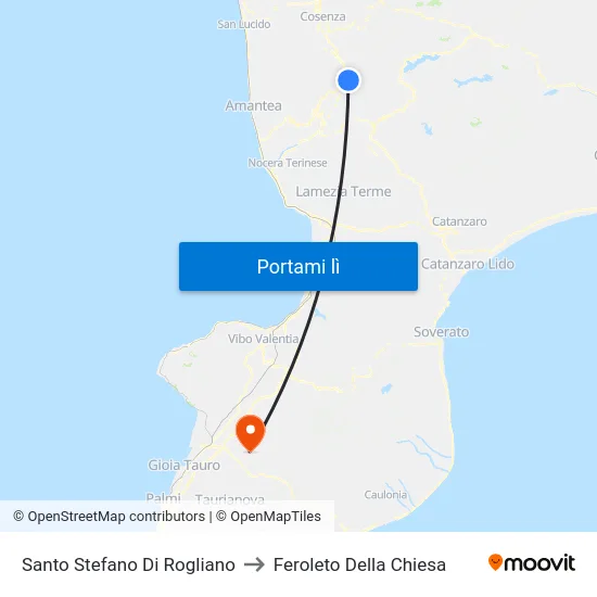 Santo Stefano Di Rogliano to Feroleto Della Chiesa map