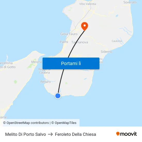 Melito Di Porto Salvo to Feroleto Della Chiesa map