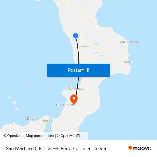 San Martino Di Finita to Feroleto Della Chiesa map