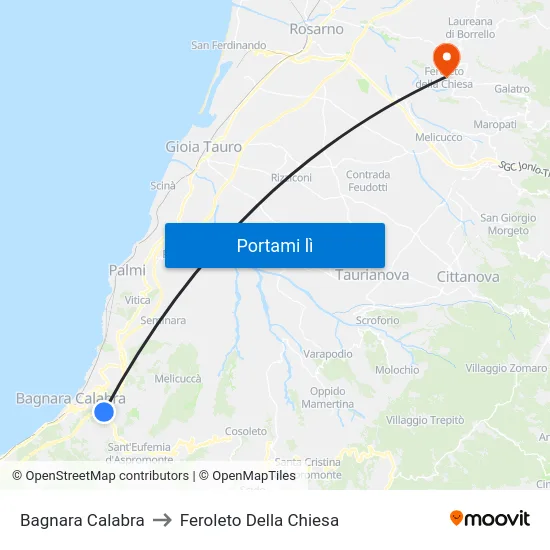 Bagnara Calabra to Feroleto Della Chiesa map