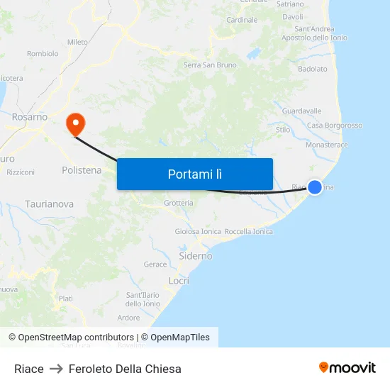 Riace to Feroleto Della Chiesa map