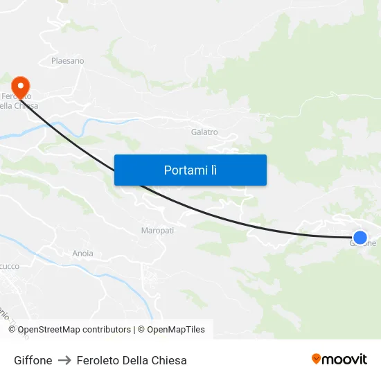 Giffone to Feroleto Della Chiesa map