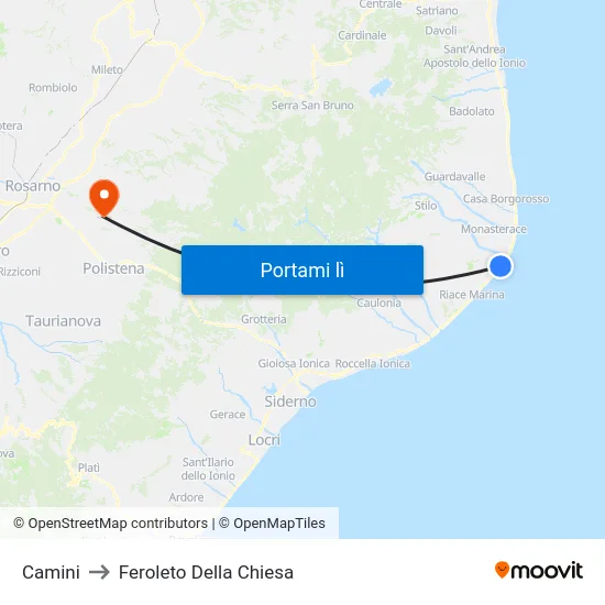 Camini to Feroleto Della Chiesa map