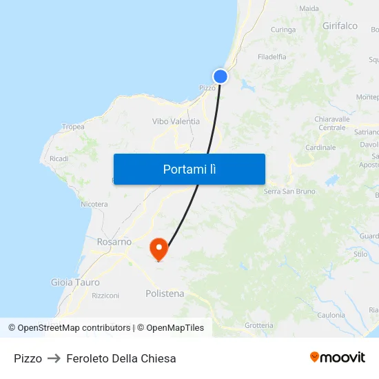 Pizzo to Feroleto Della Chiesa map