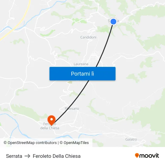 Serrata to Feroleto Della Chiesa map
