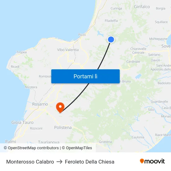 Monterosso Calabro to Feroleto Della Chiesa map