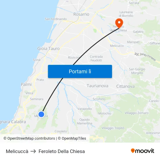 Melicuccà to Feroleto Della Chiesa map