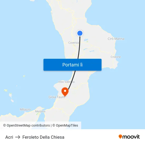 Acri to Feroleto Della Chiesa map