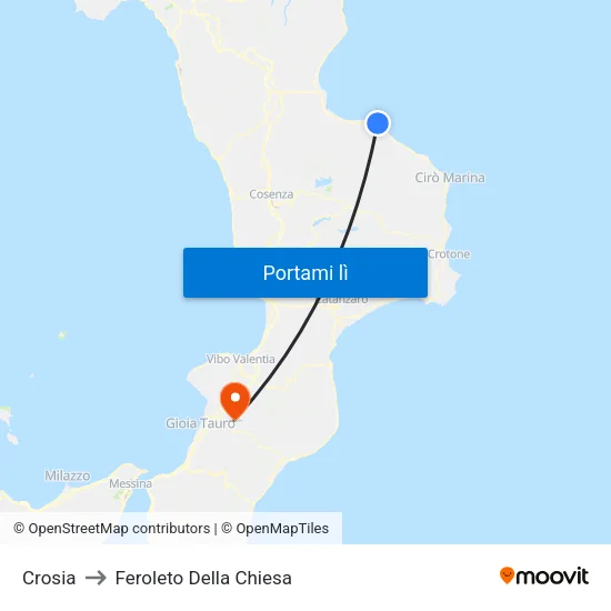 Crosia to Feroleto Della Chiesa map