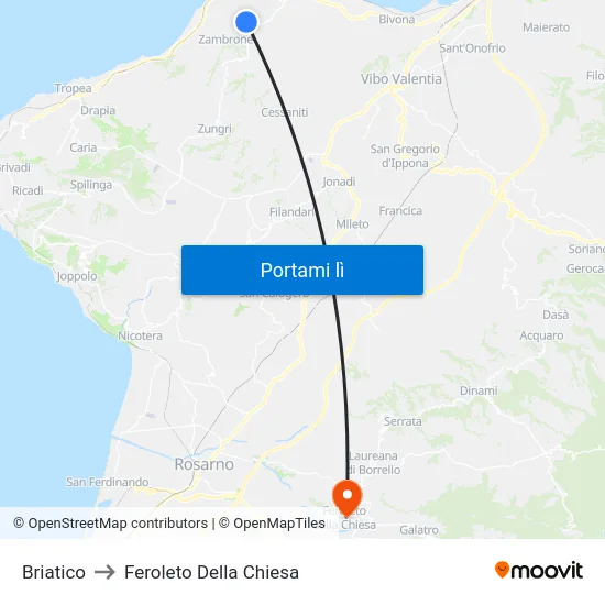 Briatico to Feroleto Della Chiesa map
