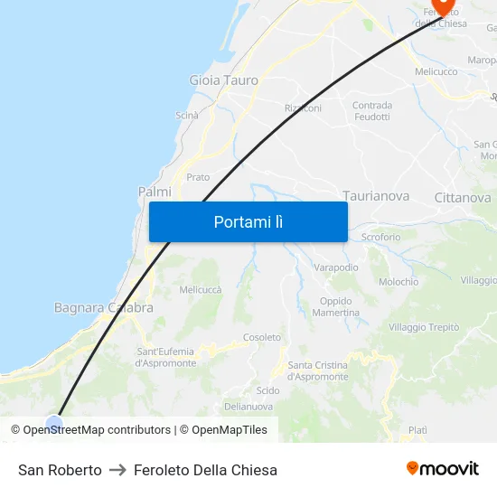 San Roberto to Feroleto Della Chiesa map
