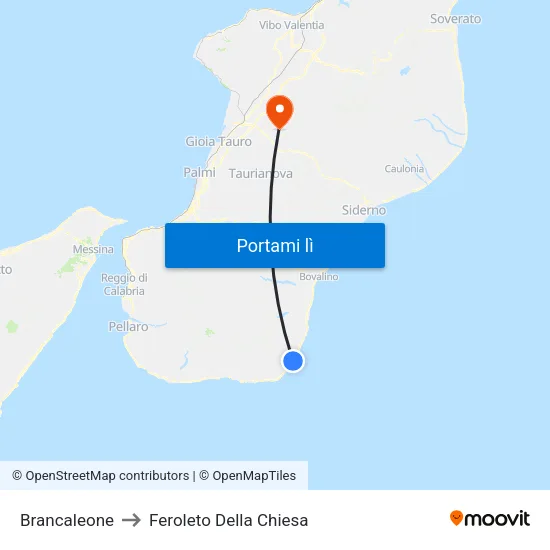 Brancaleone to Feroleto Della Chiesa map