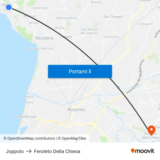 Joppolo to Feroleto Della Chiesa map