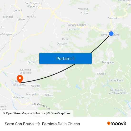 Serra San Bruno to Feroleto Della Chiesa map