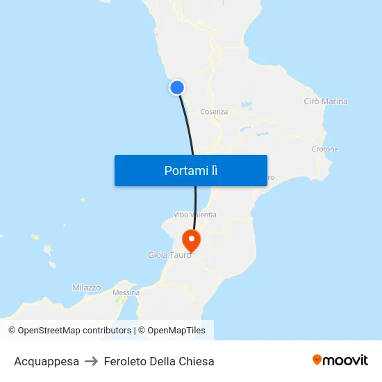 Acquappesa to Feroleto Della Chiesa map