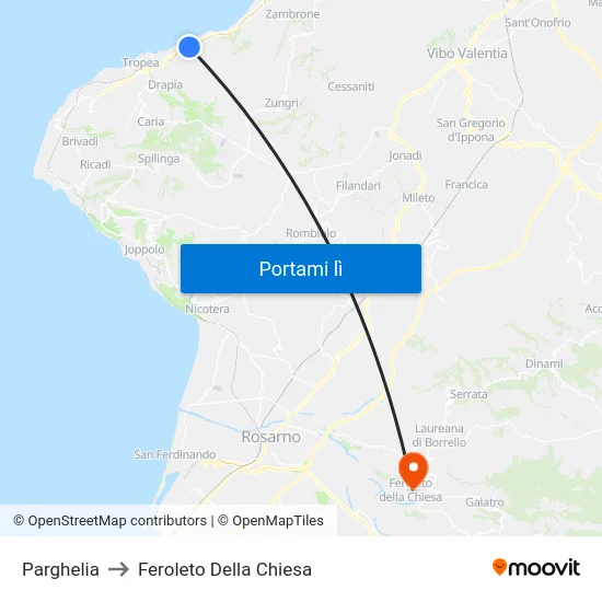 Parghelia to Feroleto Della Chiesa map