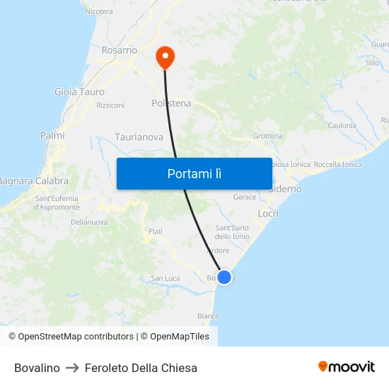 Bovalino to Feroleto Della Chiesa map