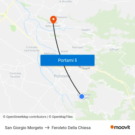 San Giorgio Morgeto to Feroleto Della Chiesa map