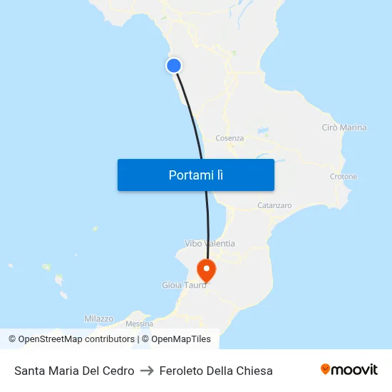 Santa Maria Del Cedro to Feroleto Della Chiesa map