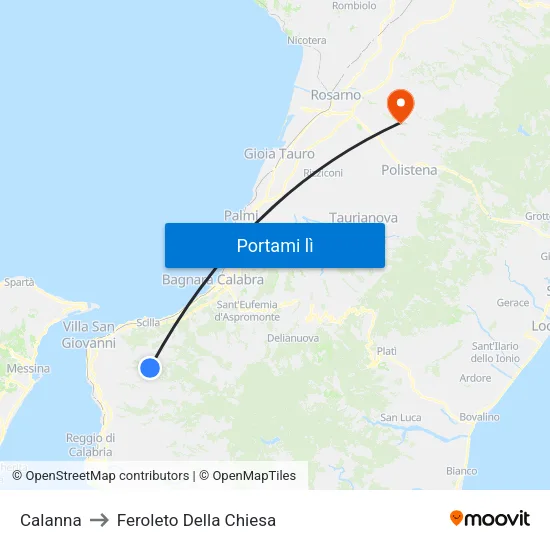 Calanna to Feroleto Della Chiesa map