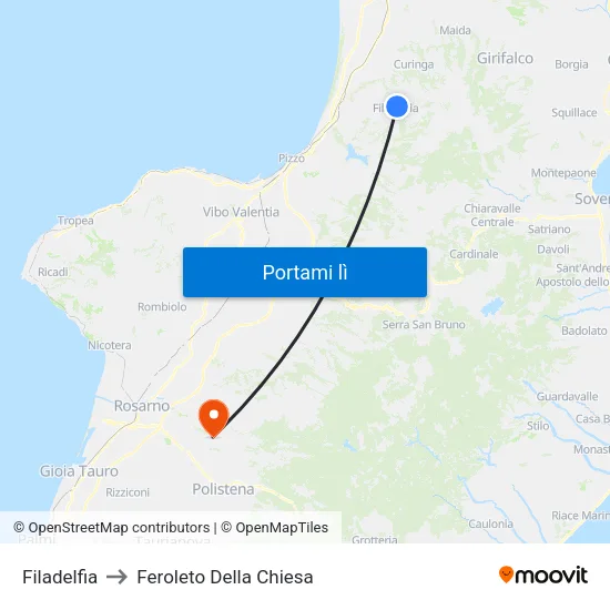 Filadelfia to Feroleto Della Chiesa map