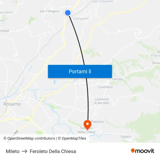 Mileto to Feroleto Della Chiesa map