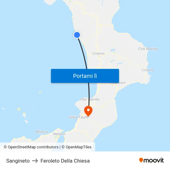 Sangineto to Feroleto Della Chiesa map