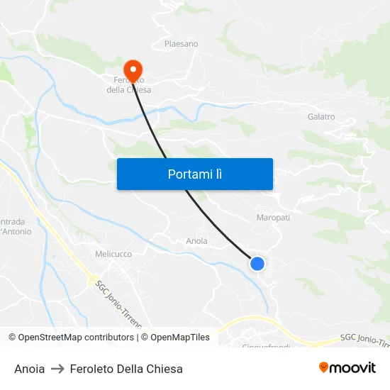 Anoia to Feroleto Della Chiesa map