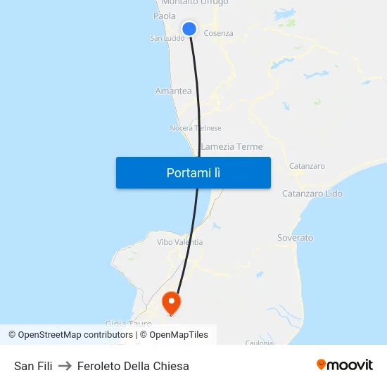 San Fili to Feroleto Della Chiesa map