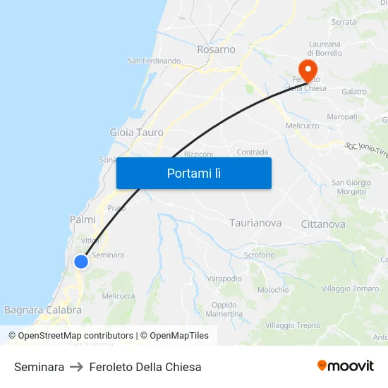 Seminara to Feroleto Della Chiesa map
