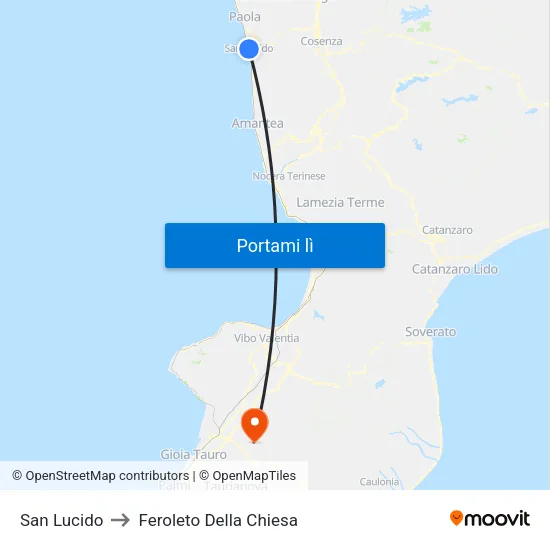 San Lucido to Feroleto Della Chiesa map