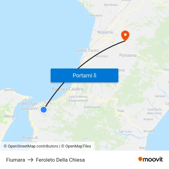 Fiumara to Feroleto Della Chiesa map