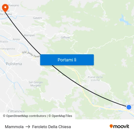 Mammola to Feroleto Della Chiesa map