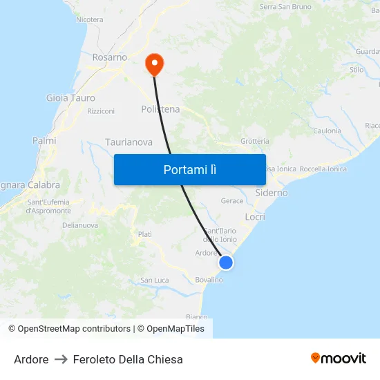 Ardore to Feroleto Della Chiesa map