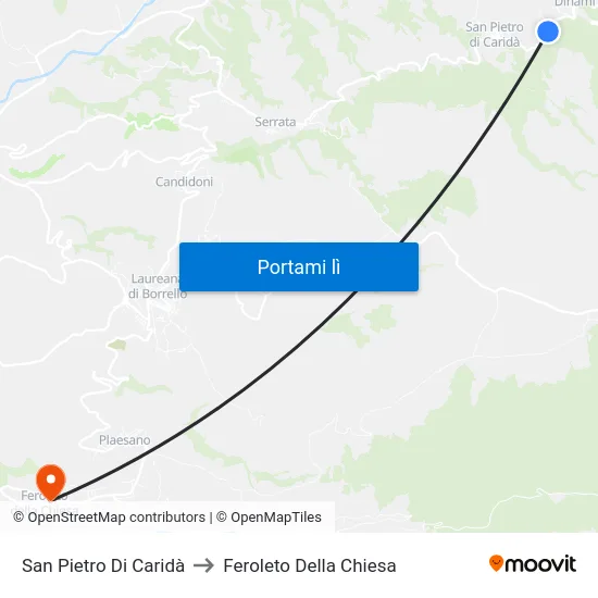 San Pietro Di Caridà to Feroleto Della Chiesa map