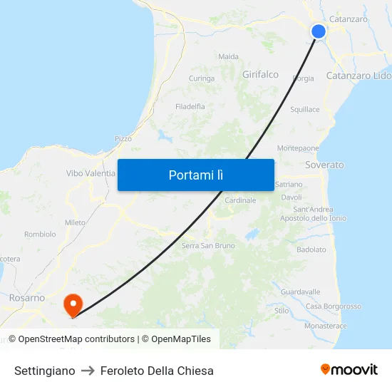 Settingiano to Feroleto Della Chiesa map