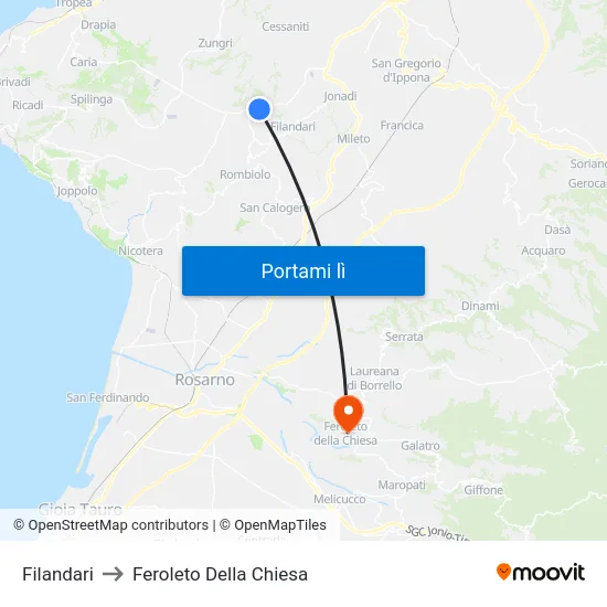 Filandari to Feroleto Della Chiesa map