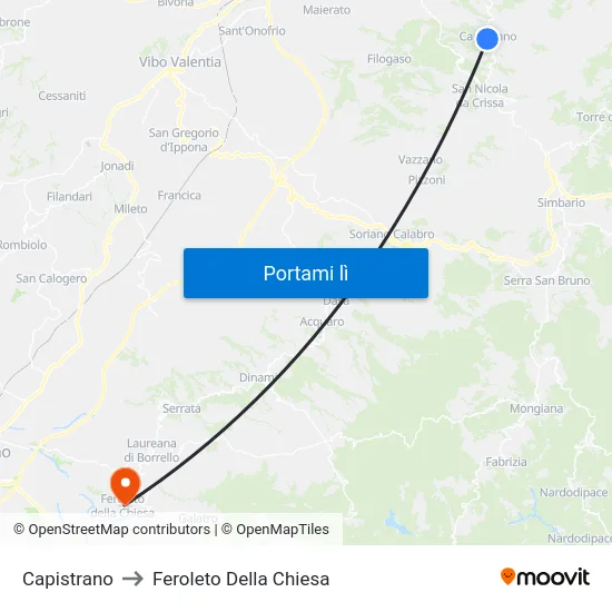 Capistrano to Feroleto Della Chiesa map