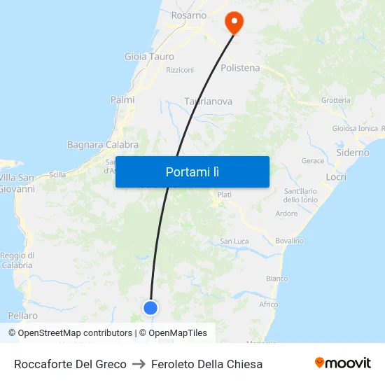 Roccaforte Del Greco to Feroleto Della Chiesa map